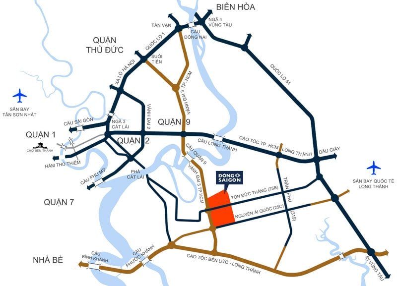 Sơ đồ quy hoạch hạ tầng giao thông TP Thủ Đức, bao gồm các tuyến đường vành đai và metro, động lực chính cho thị trường bất động sản khu Đông.